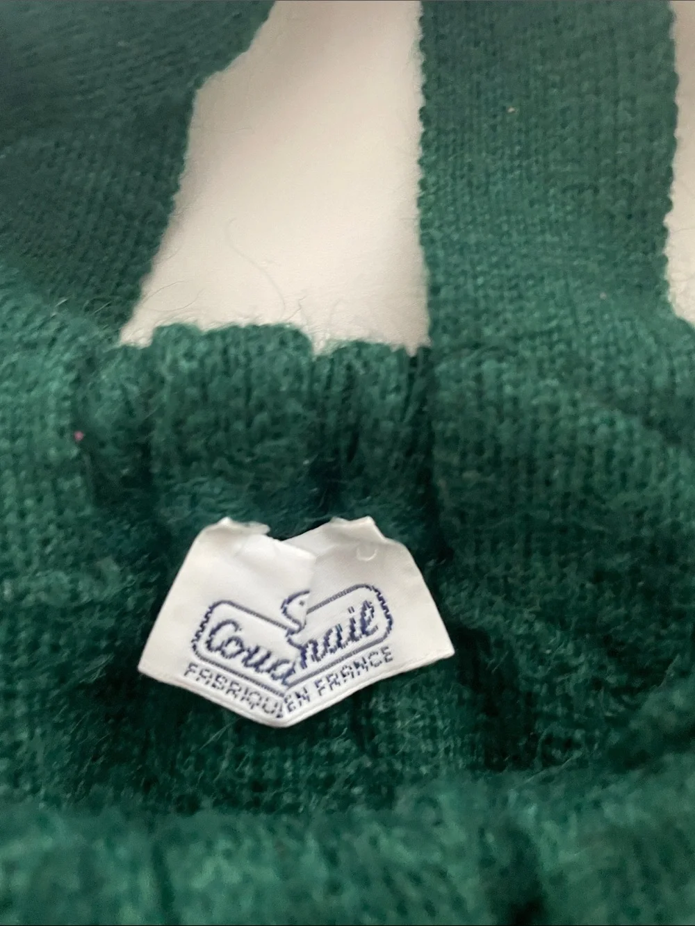 Green Knit Baby Set with Heart Trim Vintage Size 1 Made in France